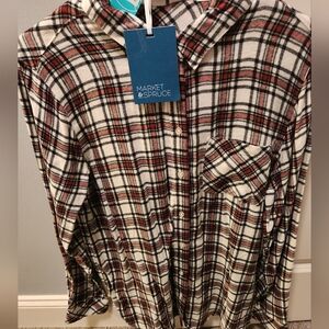 Market & Spruce Red and Black Plaid Cozy Flannel